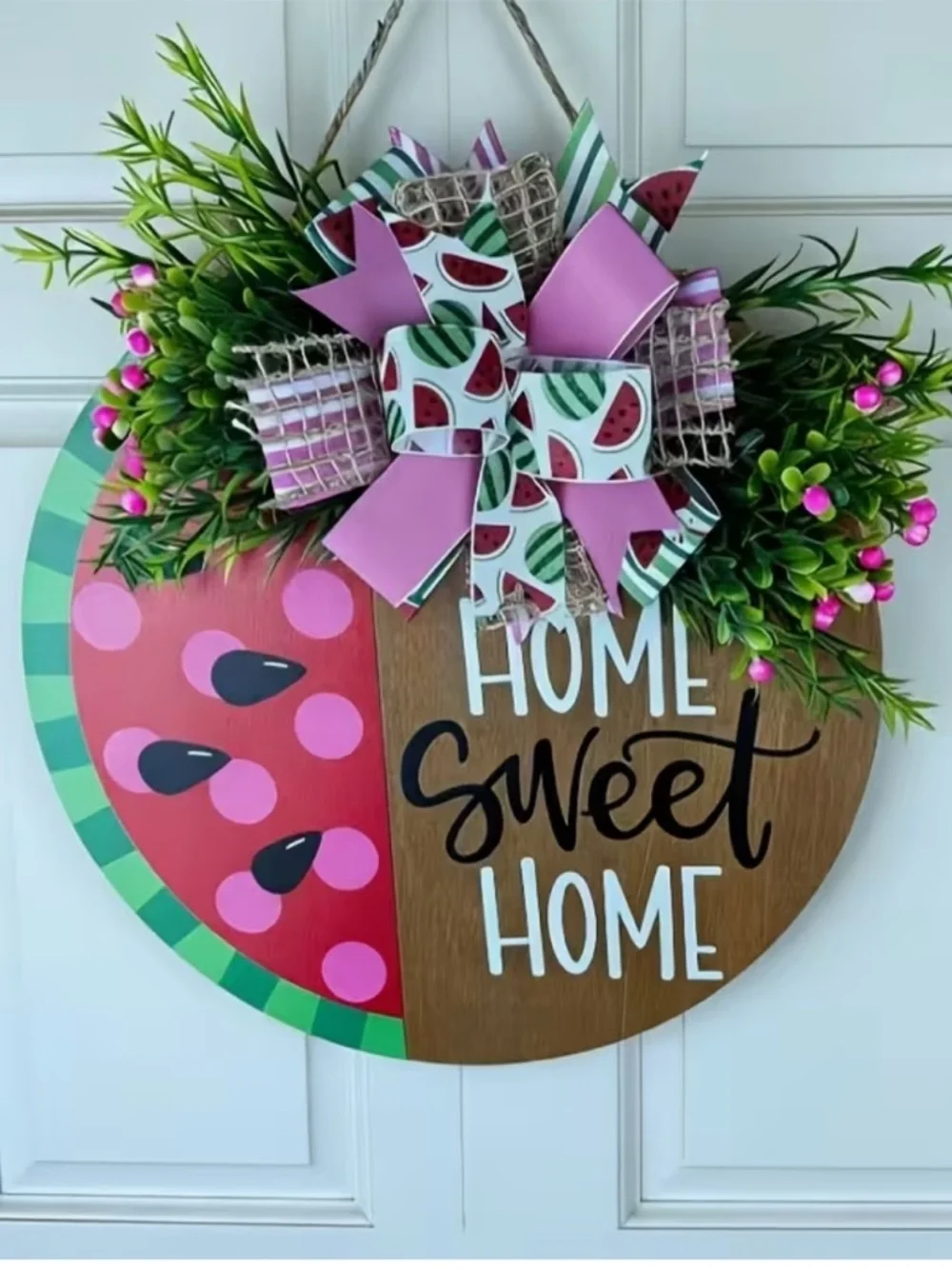 Home Sweet Home Watermelon Welcome Door Sign - Picture 3 of 3